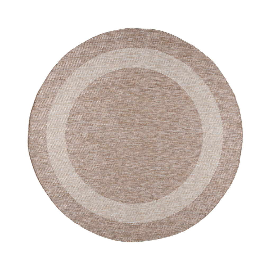 Round Indoor & Outdoor Rug - Sierra Border Beige/Cream