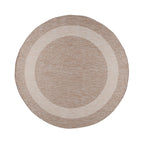 Round Indoor & Outdoor Rug - Sierra Border Beige/Cream