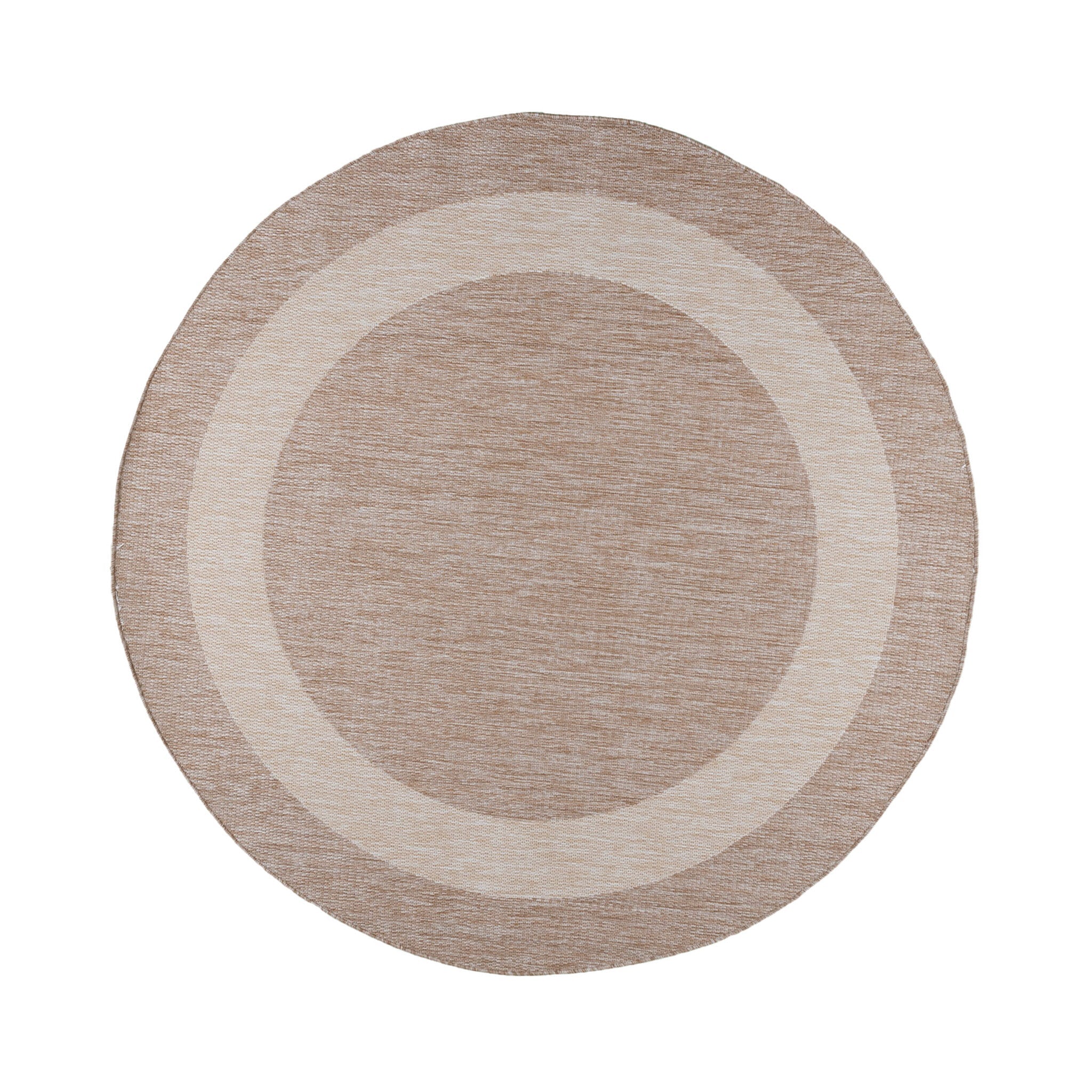 Round Indoor & Outdoor Rug - Sierra Border Beige/Cream