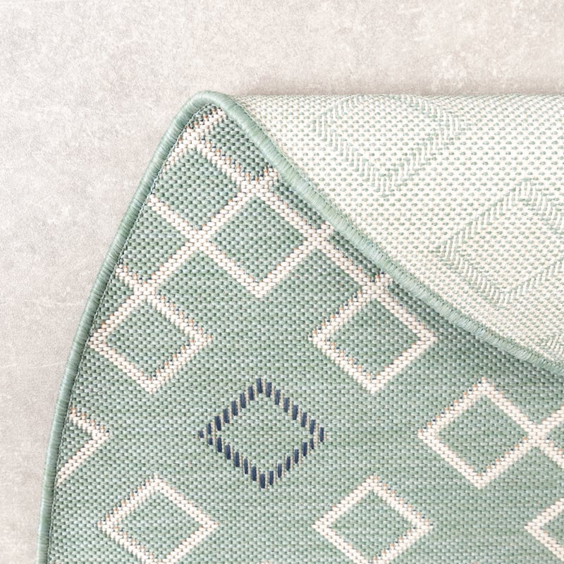Round Modern Outdoor Rug - Playa Geo Green