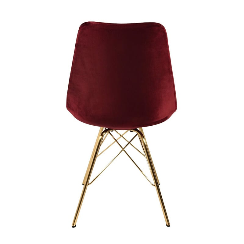 Velvet Chair Red - Gold Frame