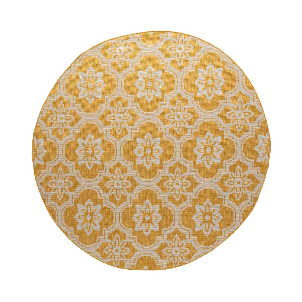 Round Outdoor Rug – Rio Flower Yellow