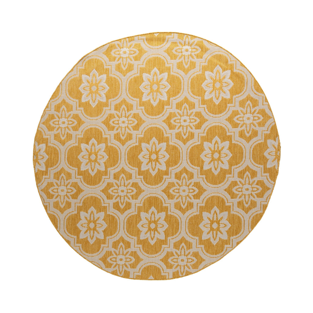 Round Outdoor Rug – Rio Flower Yellow