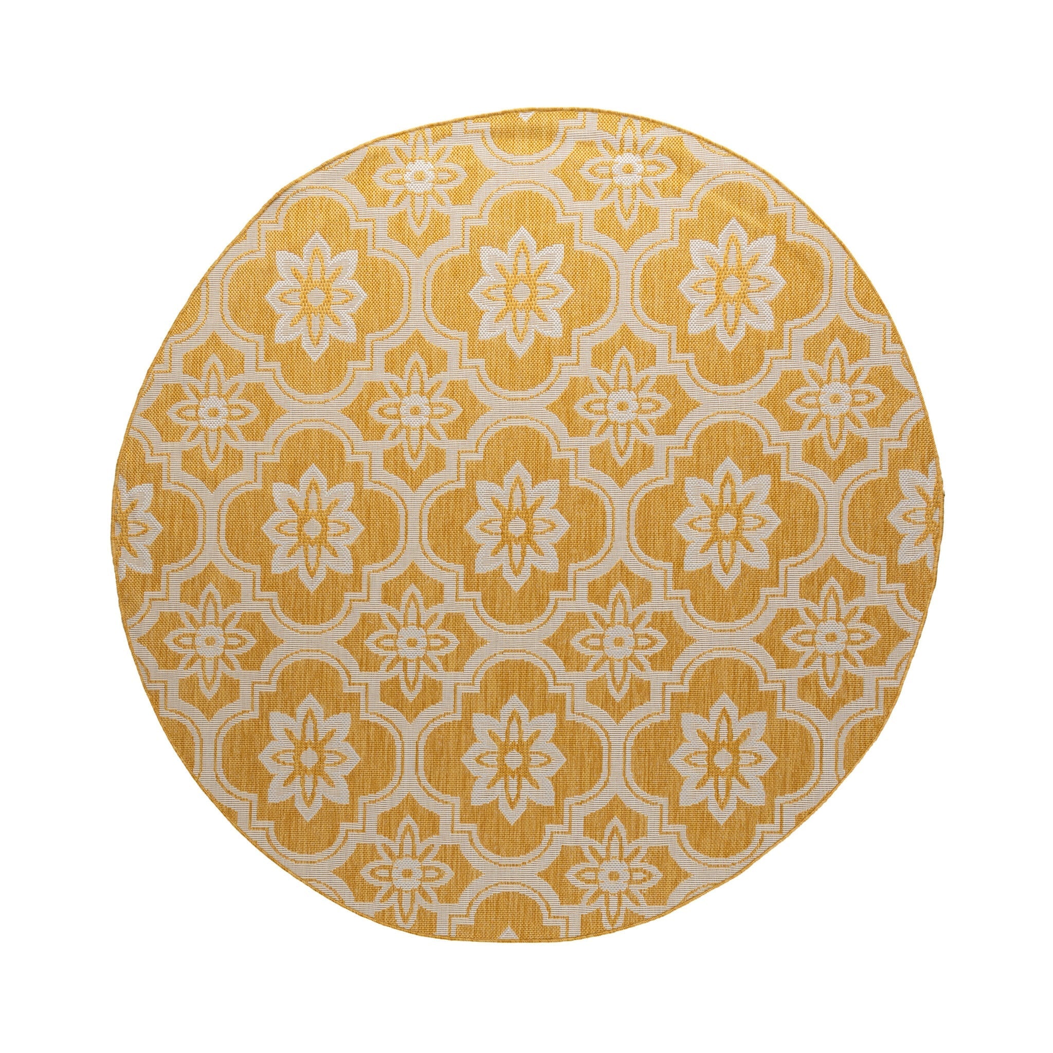 Round Outdoor Rug – Rio Flower Yellow