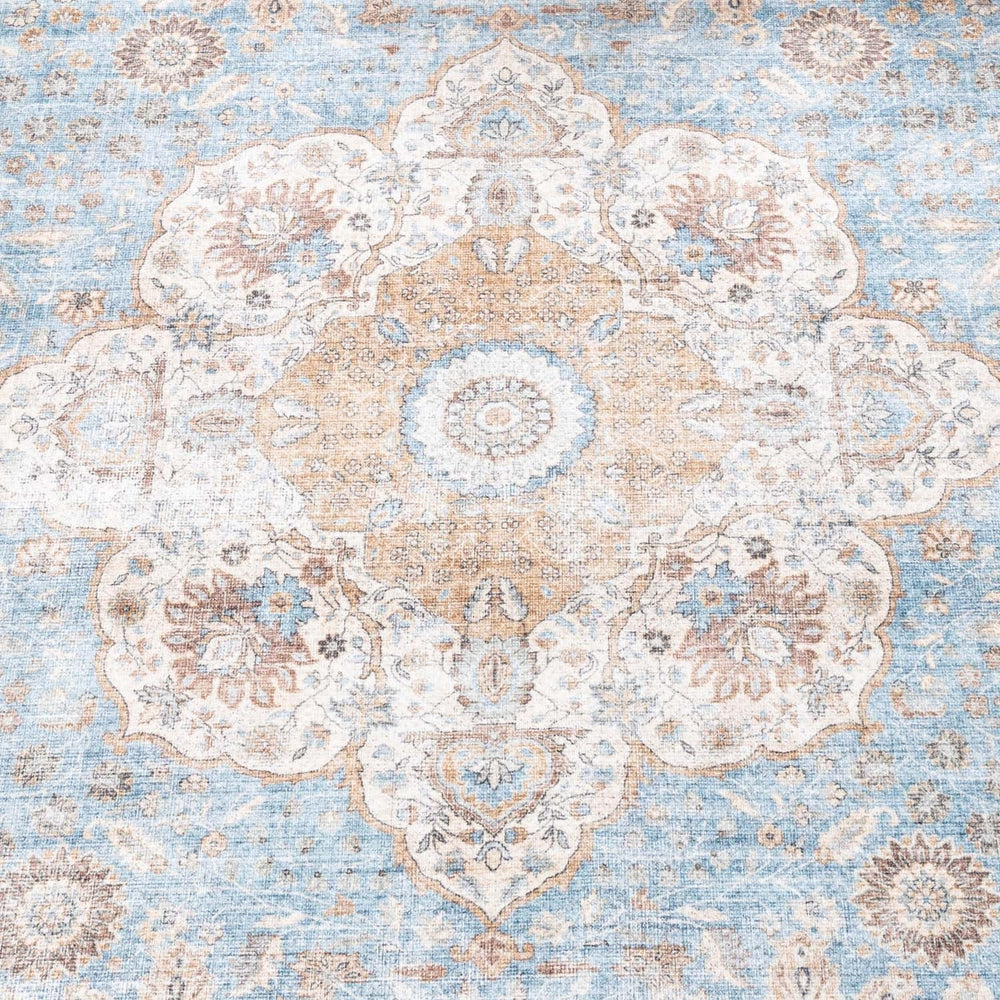 Indoor Outdoor Rug - Kairo Medallion Light Blue/Cream