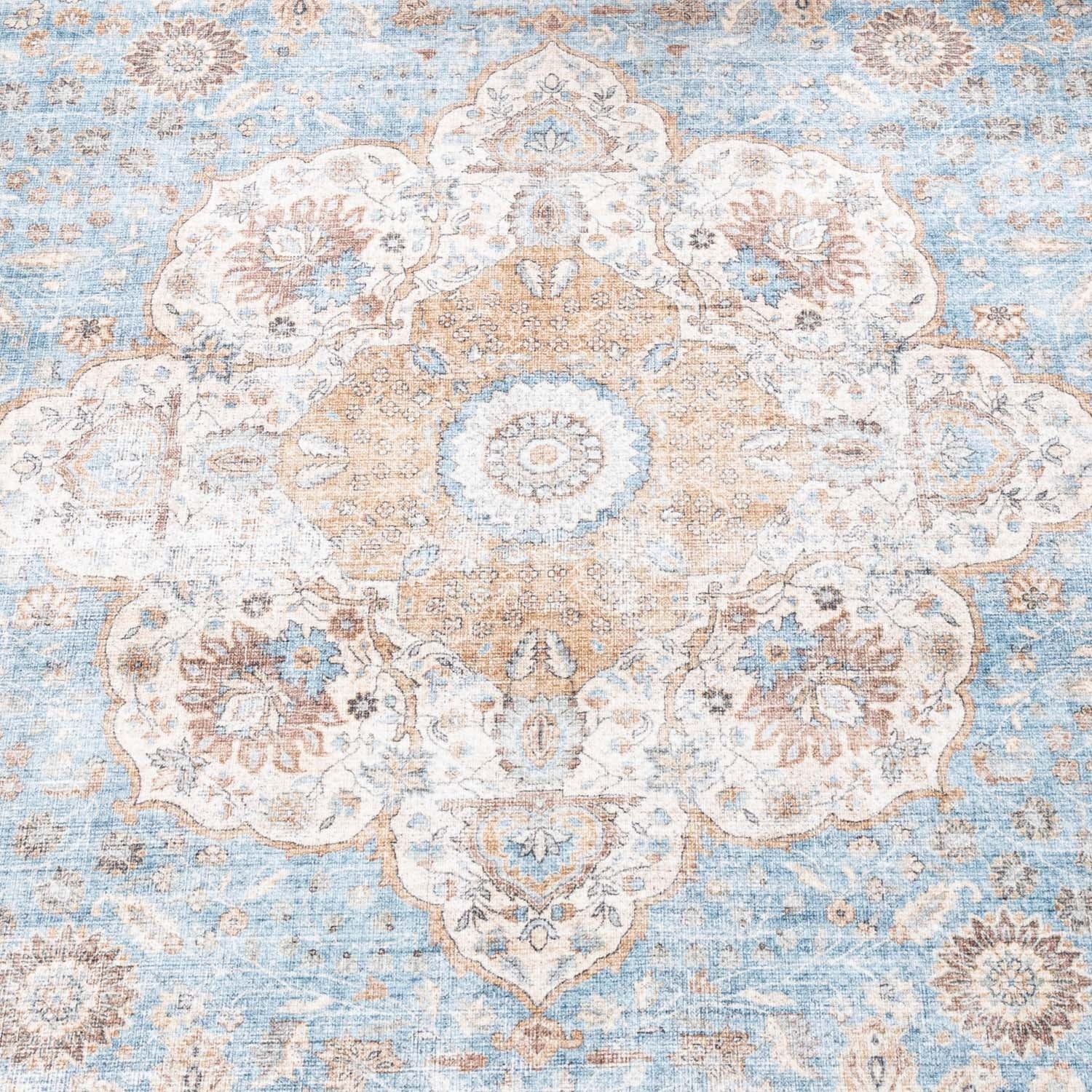 Indoor Outdoor Rug - Kairo Medallion Light Blue/Cream