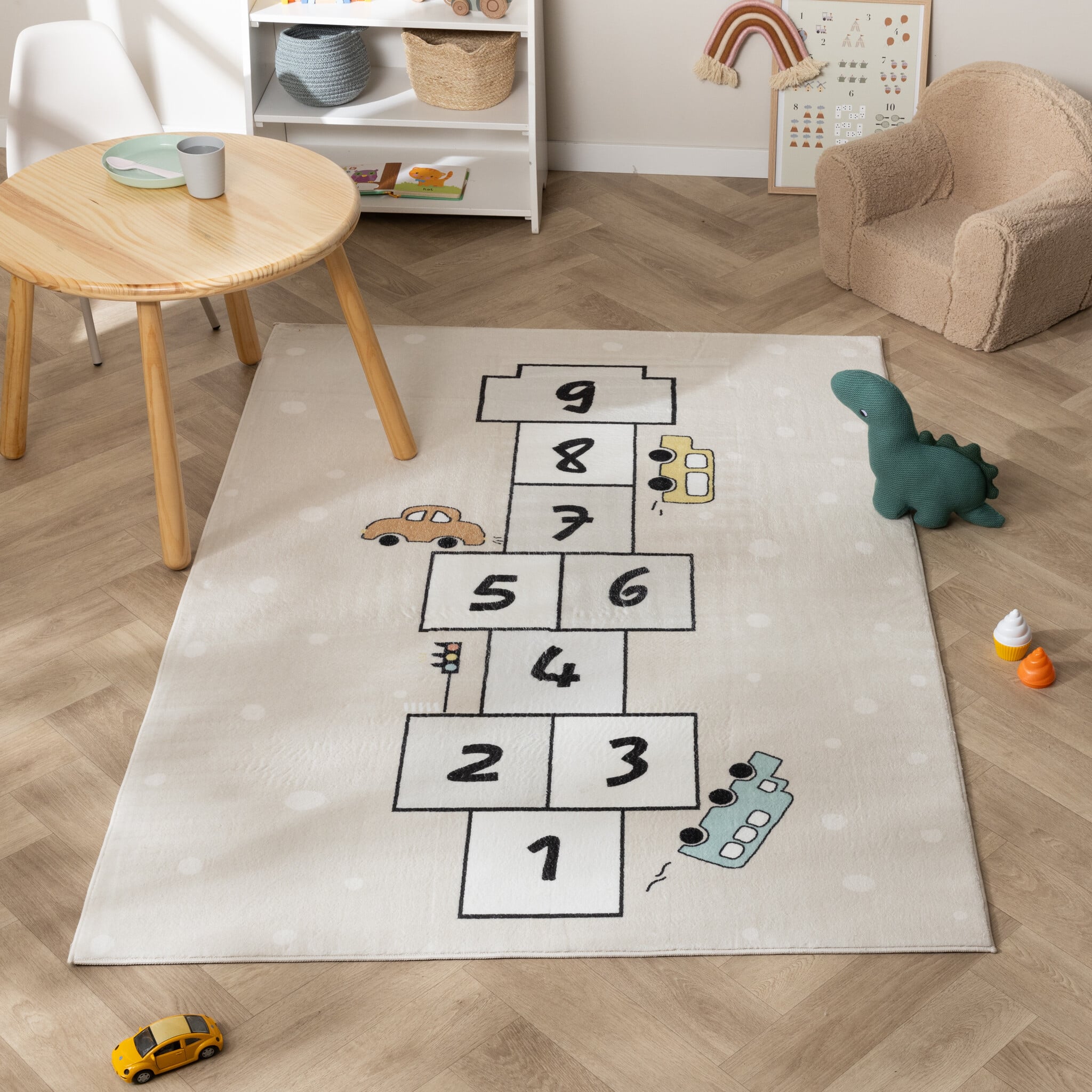 Kids Play Rug - Ruby Car Beige
