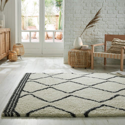 Berber Floor Rug - Riado Zigzag Black/White