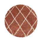 Round berber floor rug - Agadir Lines Terra/Cream