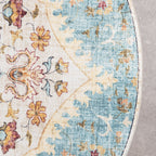 Round Vintage Outdoor Rug - Santo Mandala Light Blue