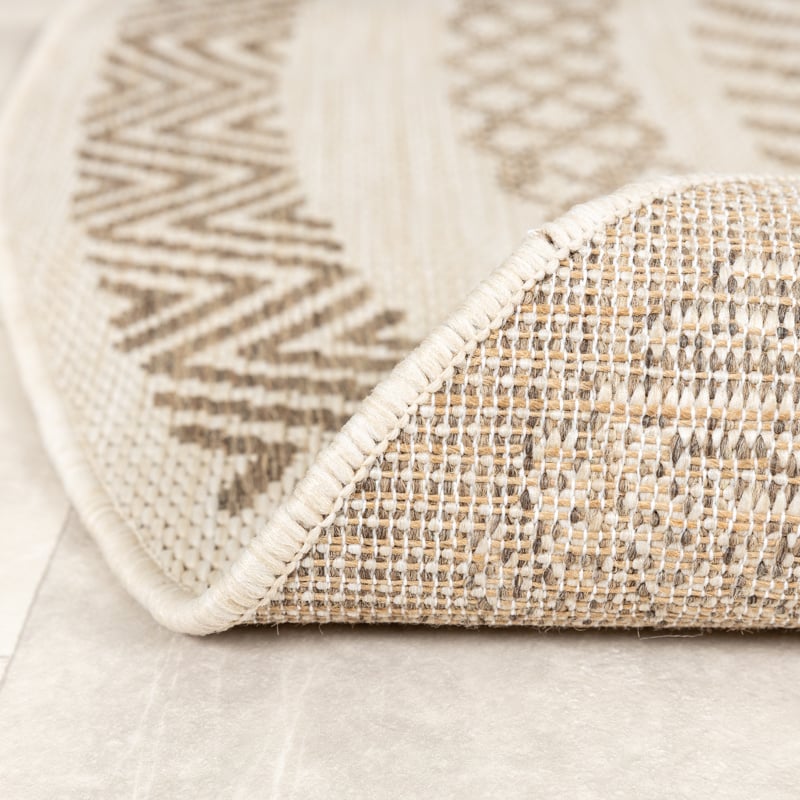 Round Jute Outdoor Rug - Nomad Aztec Cream