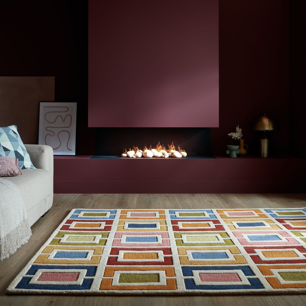 Retro Floor Rug - Ryano Blocks Multicolor