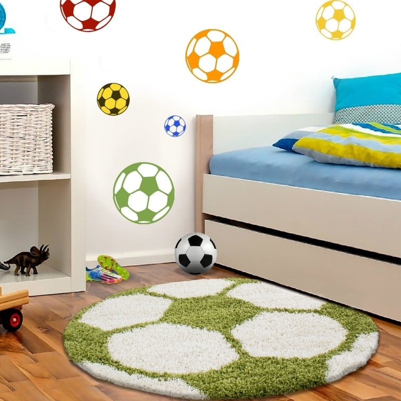 Round high-pile floor rug - Fun Green