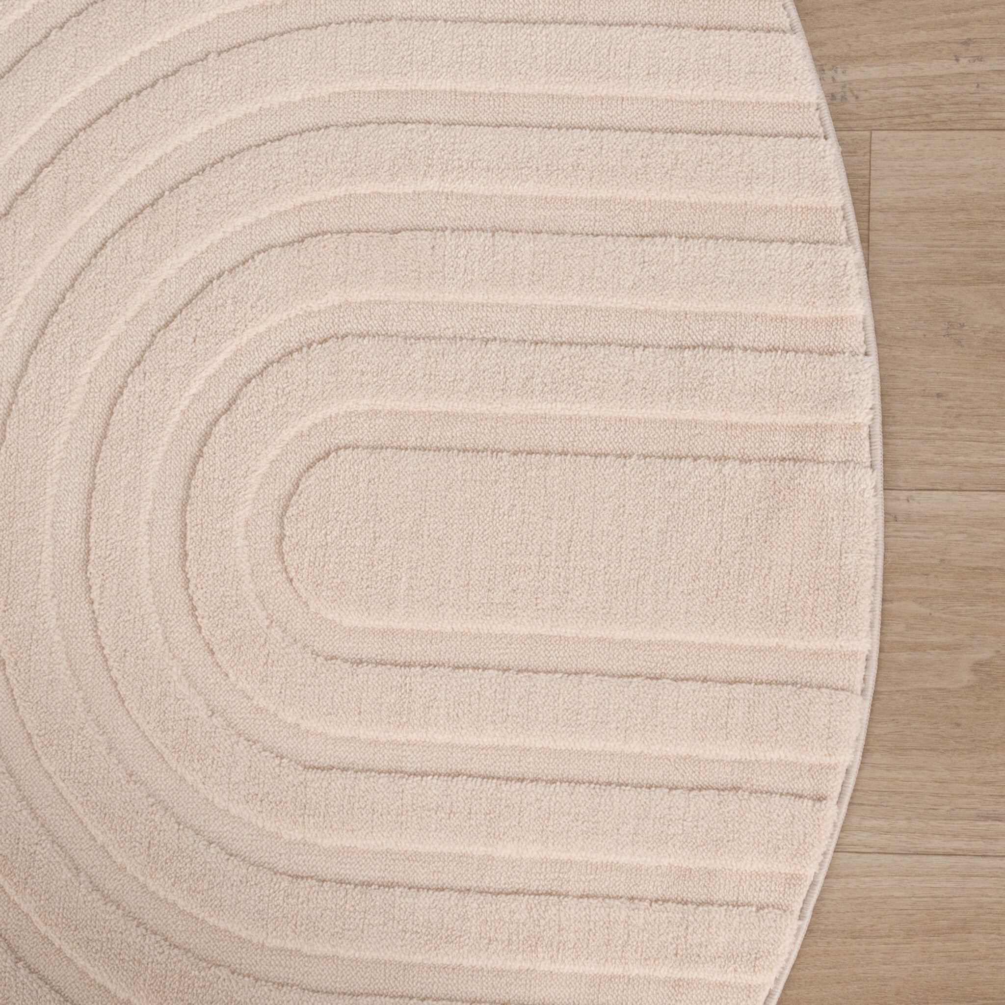 Round Scandinavian Rug - Charm Curves Beige