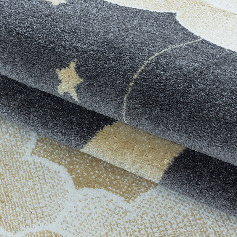 Round Children's Floor Rug - Fleurtje Moon Yellow