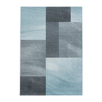 Retro Floor Rug - Stencil Rectangles Blue/Grey