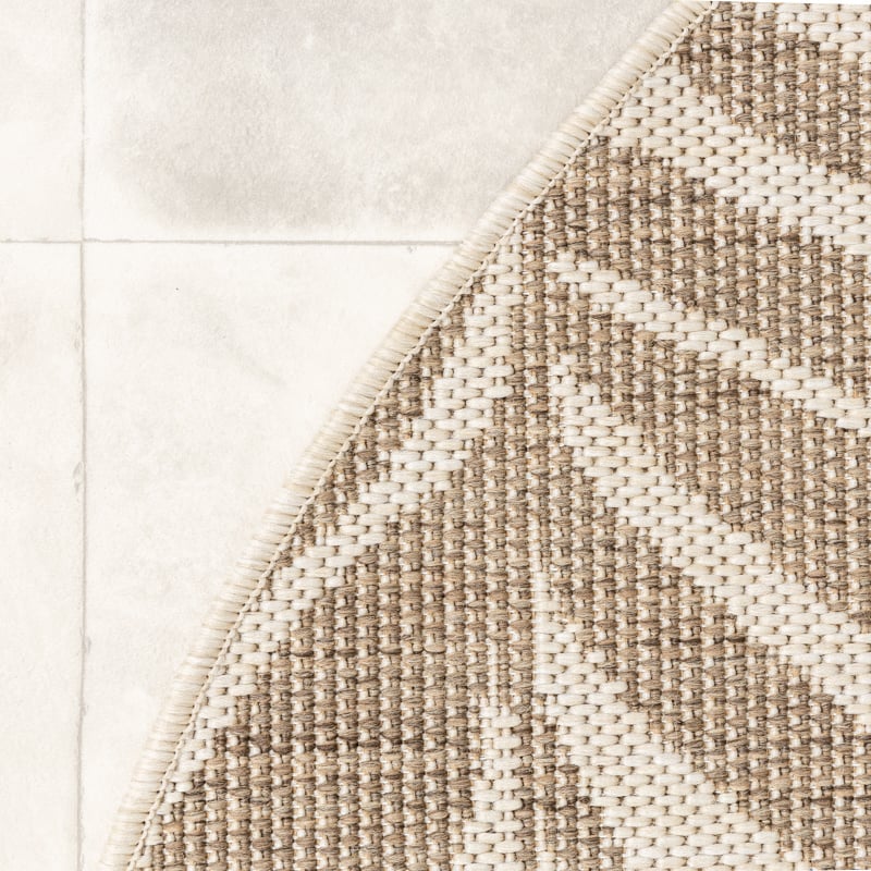 Round Jute Outdoor Rug - Nomad Leaves Cream