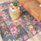 Patchwork Rose Kilim Rug - Rosa Pink