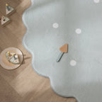 Round Kids Room Rug - Cloudy Dots Mint