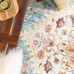 Round Vintage Outdoor Rug - Santo Mandala Light Blue