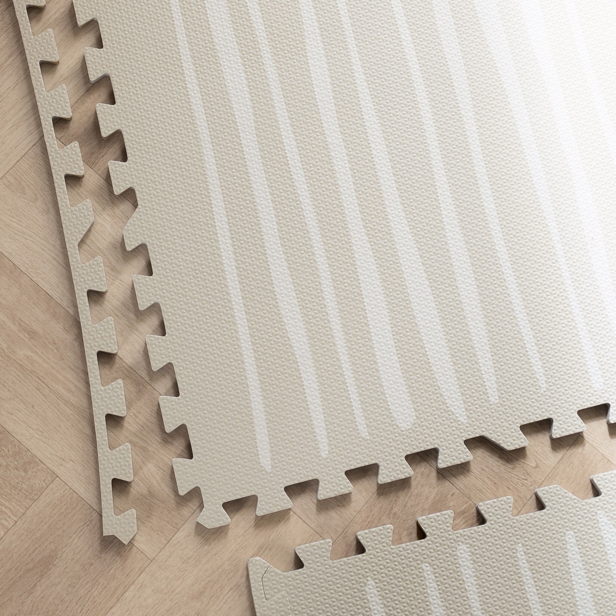 Foam Puzzle Mat – Alfie Stripes Grey/Beige