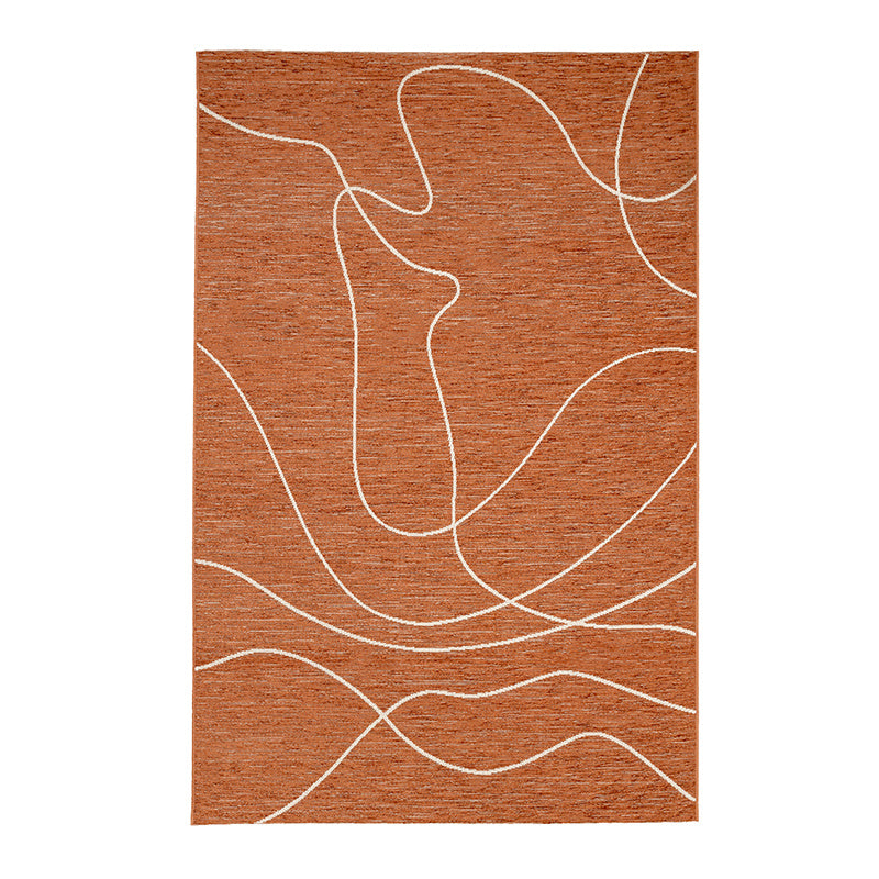 Modern Outdoor Rug - Porto Lines Terracotta