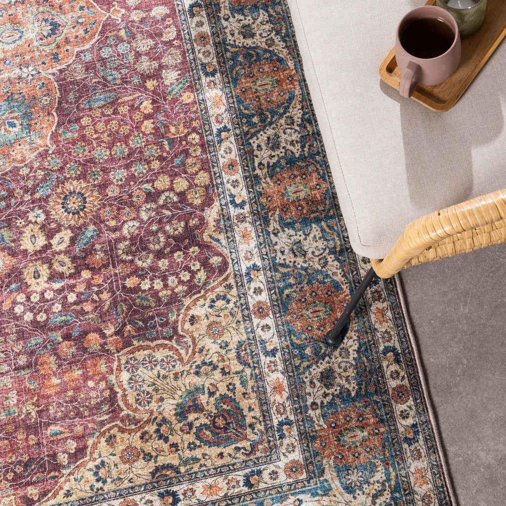 Indoor Outdoor Rug - Kairo Medallion Burgundy