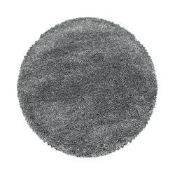 Round high-pile floor rug - Fuzzy Grey