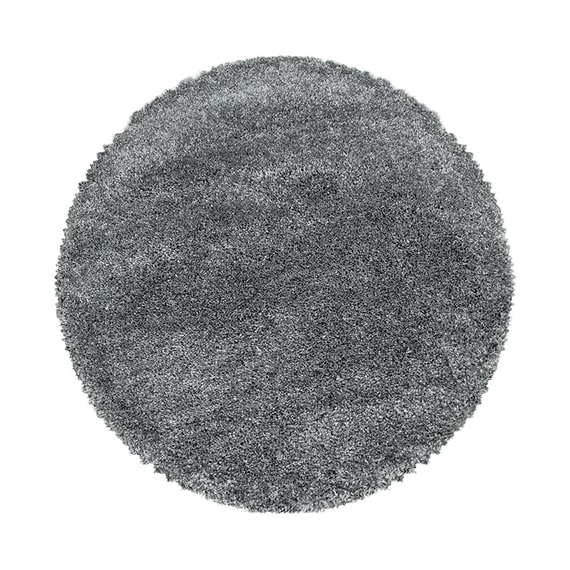 Round high-pile floor rug - Fuzzy Grey