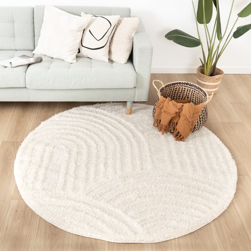 Round Scandinavian Rug - Lova Arches Cream
