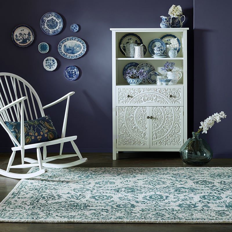 Wool Floor Rug - Wallo Yasmin Ivory/Blue
