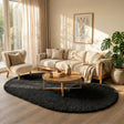 Oval Shaggy Rug - Blaze Black