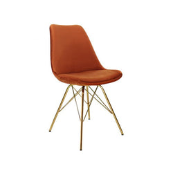 Velvet Chair Orange - Gold Frame