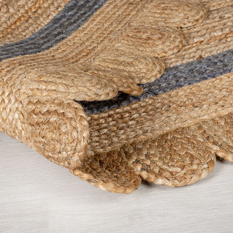 Oval jute floor rug - Grazo Natural/Grey