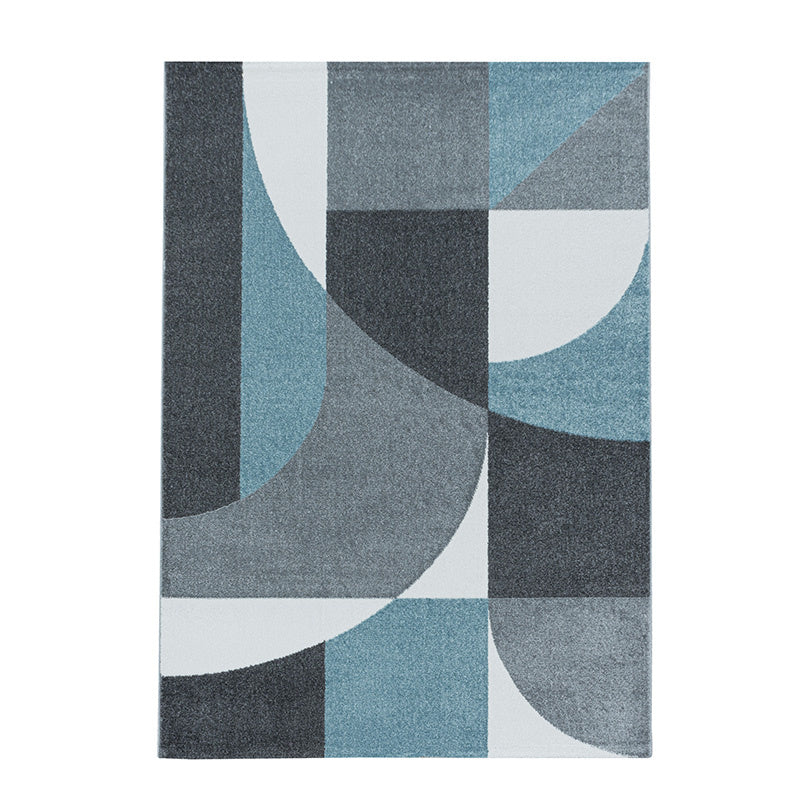 Retro floor rug - Stencil Forms Blue/Grey