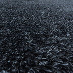 Round High-Pile Floor Rug - Fuzzy Anthracite