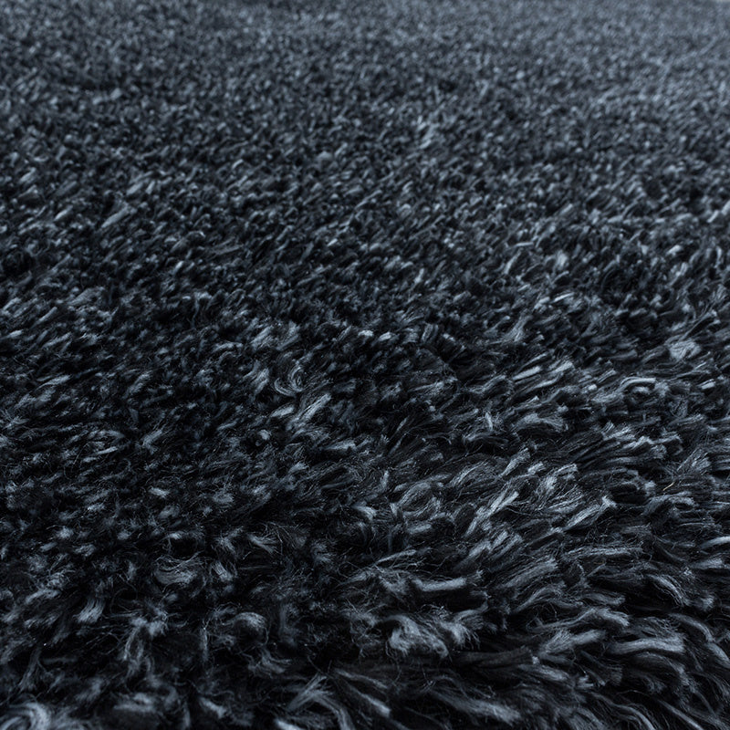 Round High-Pile Floor Rug - Fuzzy Anthracite