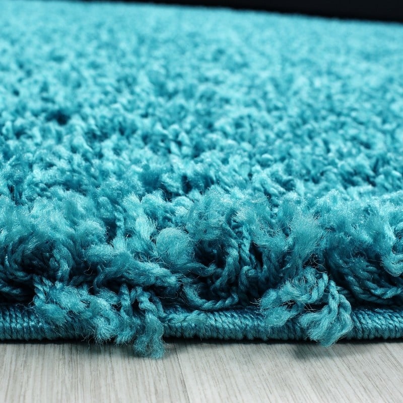 Round High-Pile Floor Rug - Life Turquoise