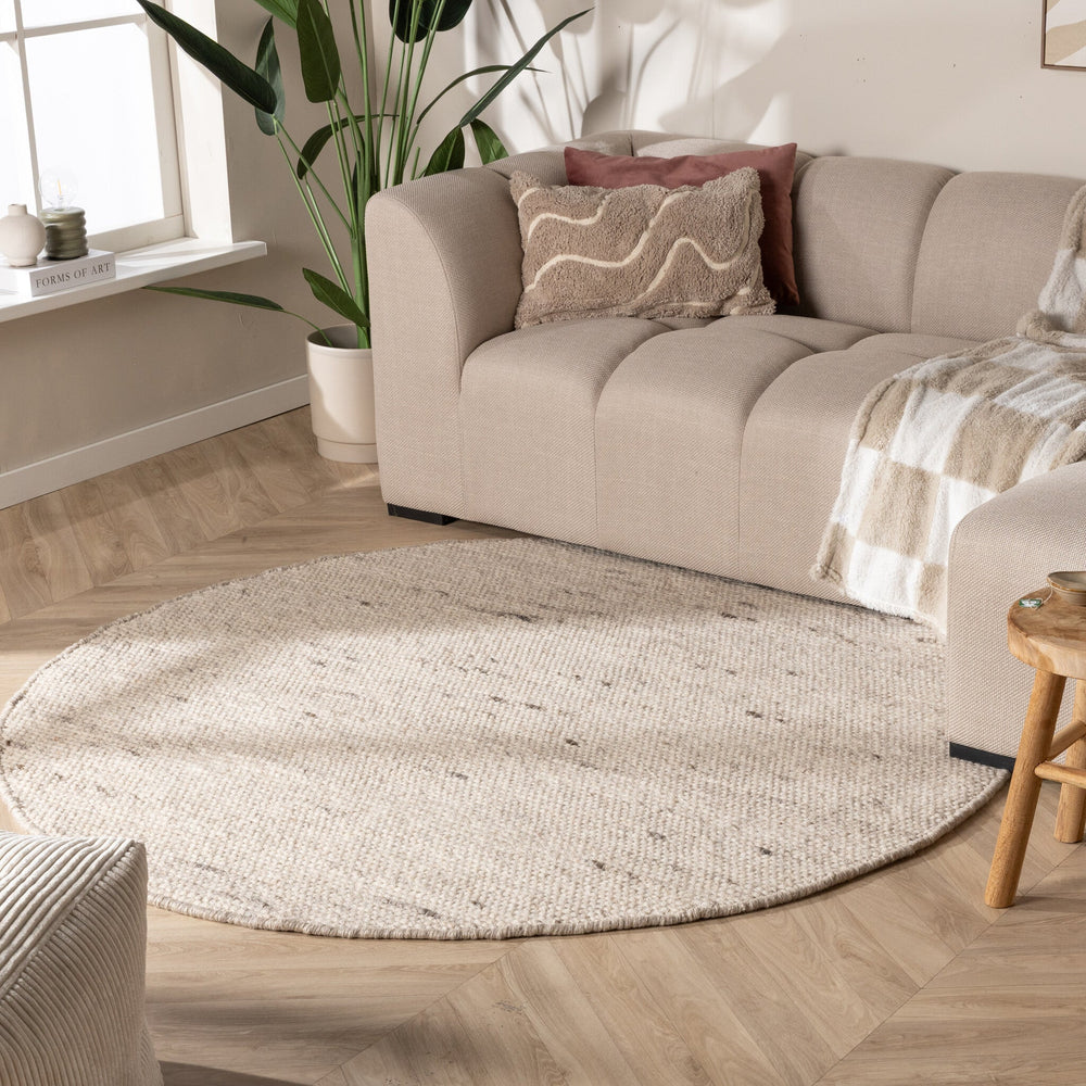 Round Wool Rug - Feline White/Blended