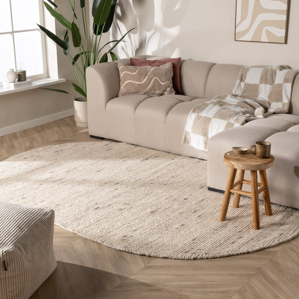 Oval Wool Rug - Feline White/Blended