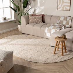Oval Wool Rug - Feline White/Blended
