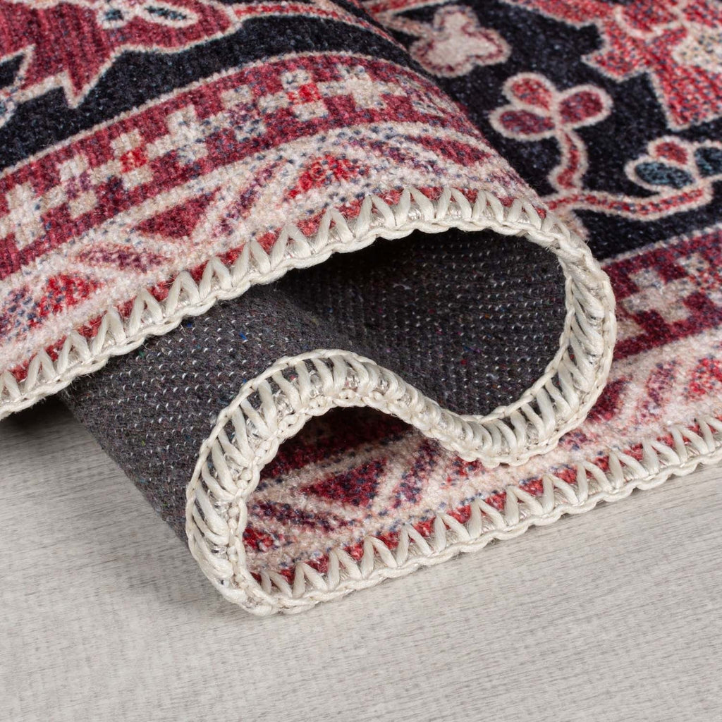 Washable Floor Rug - Reido Traditional Red