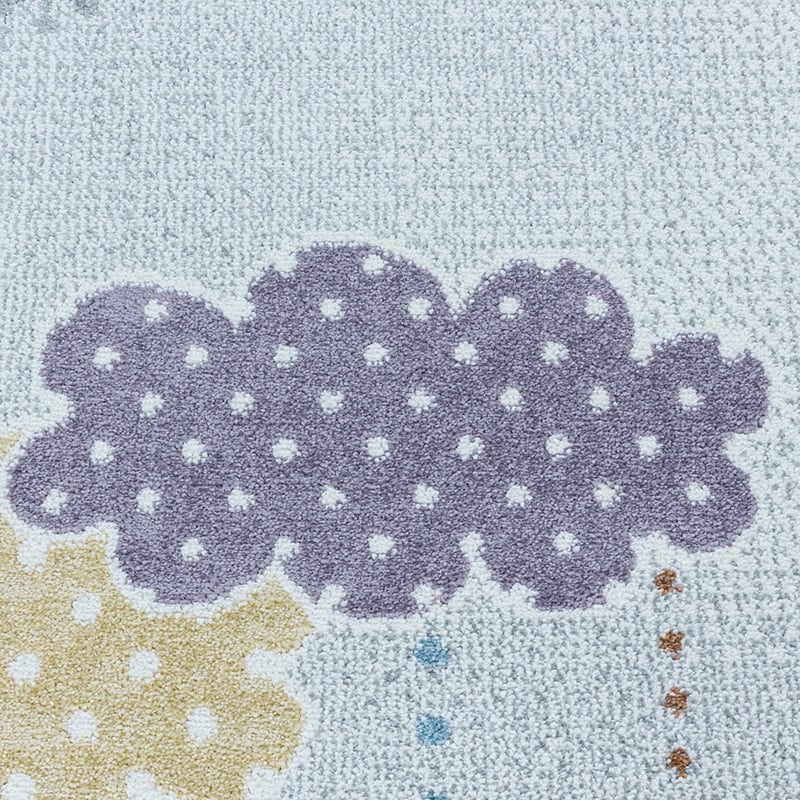 Round children's floor rug - Lucy Clouds White