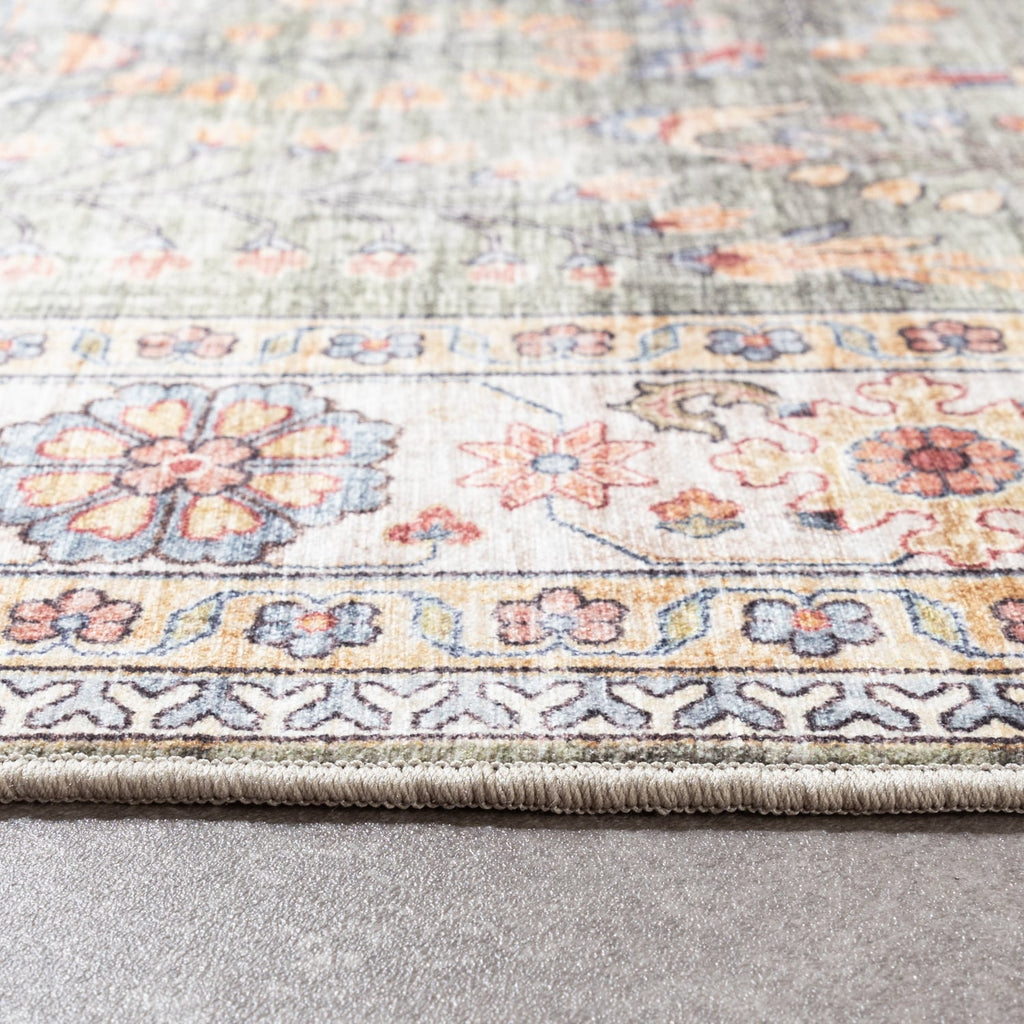 Vintage Outdoor Rug - Santo Flora Olive Green