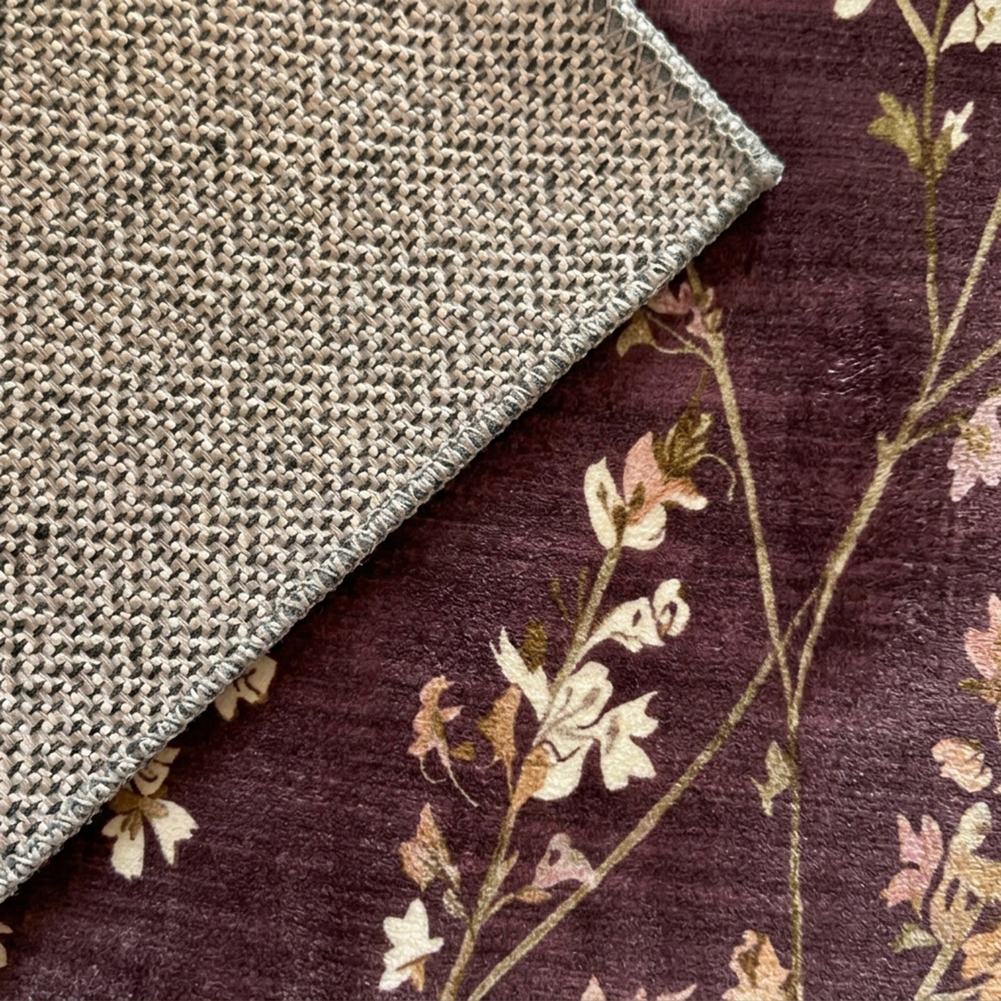 Washable rug - Misty Floral Brown