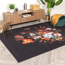 Floral Rug - Florine Black/Orange