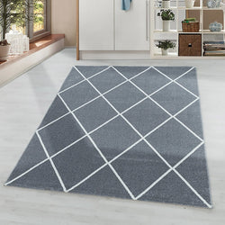 Low-pile floor rug - Smoothly Lines Grey/White