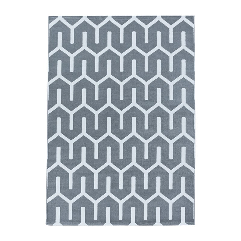 Modern floor rug - Streaky Pattern Grey/White