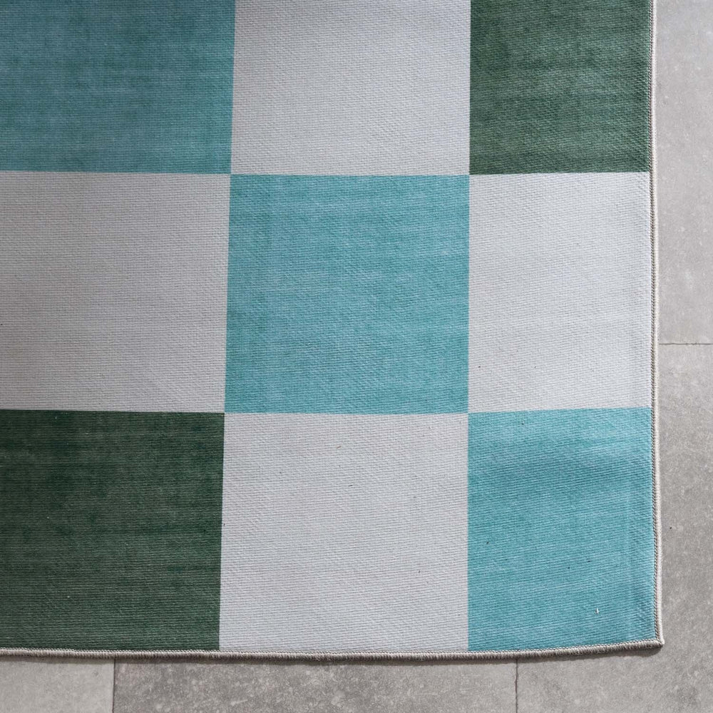 Retro Indoor Outdoor Rug - Pop Cubes Green