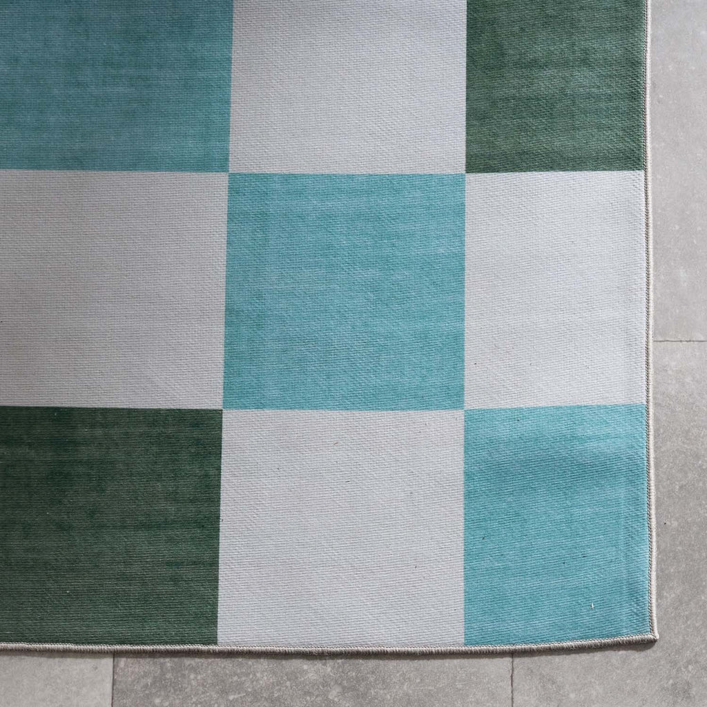 Retro Indoor Outdoor Rug - Pop Cubes Green